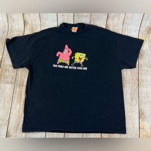 Vintage Y2K 2003 Nickelodeon SpongeBob Patrick Two Fools T Shirt 2XL Black